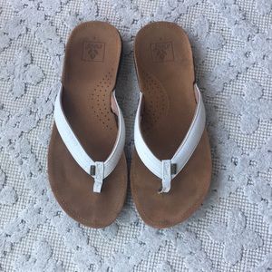 White Leather Reef Flip-Flop Sandal